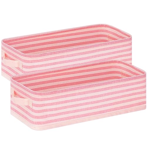 収納ボックス 2個セット 幅40×奥行17×高さ11cm 折り畳み 収納 ボックス 引き出し 収納ケース 取っ手付き ボックス 収納 雑貨かご 押入れ収納 小物入れ 衣類 おもちゃ ケース 収納(ピンク)