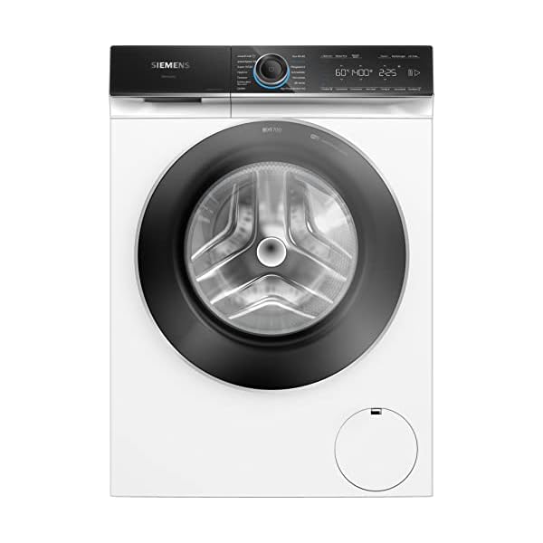 Siemens WG44B2040 Waschmaschine iQ700, Frontlader mit 9kg Fassungsvermögen, 1400 UpM, speedPack XL, Antiflecken-System, Home Connect, Weiß, 60cm