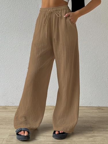 Image of Shasmi Women's Trousers | Wide Leg Casual Pants Featuring a Relaxed Silhouette | Secure fit for All-Day wear | Convenient Side Pockets | Straight-Leg Cut | Elegant Design | Premium (157)