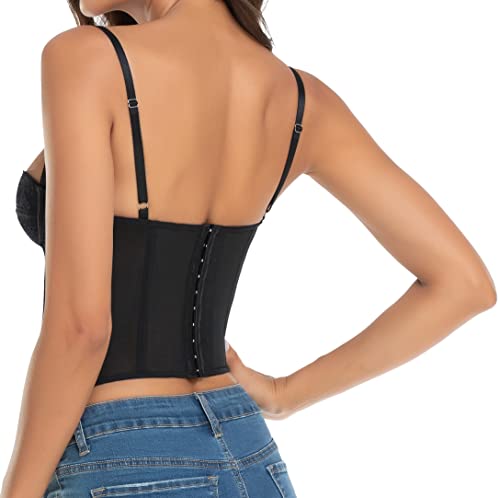 Lace Bustier Corset Tops for Women - Sexy Going Out Party Club Top with Buckle2