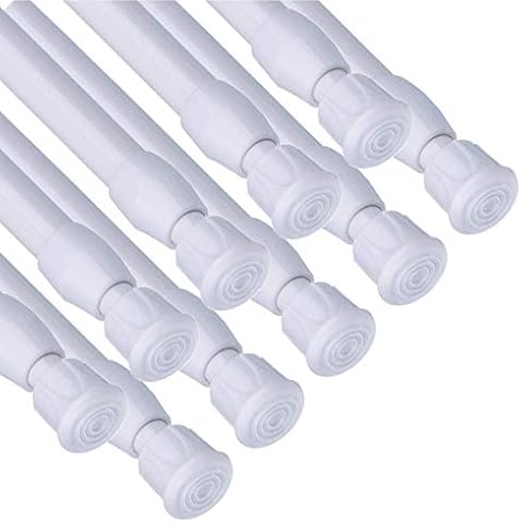 HAOYUNTE 10Pcs Adjustable Expandable Spring Tension Curtain Rods - Length 21.6-35inch(55-90cm)-White Cover