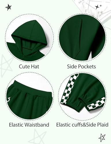 Unisex Boys Girls Clothes Plaid 2 Piece Outfits Athletic Tracksuit Hooded Sweatshirt and Sweatpants Kids Sweatsuits4