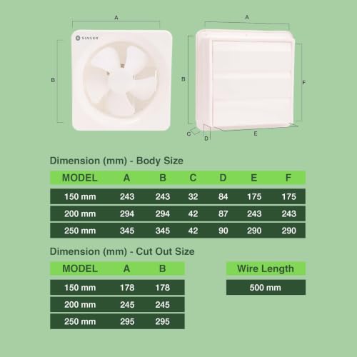 Image of SINGER Fresho N 250mm Energy Efficient Exhaust fan for Kitchen, Bathroom | Turbo Spin 1300 RPM, High Suction With Low Noise | High Speed, Powerful Motor, 100% Copper, 2 Yrs Warranty【White】