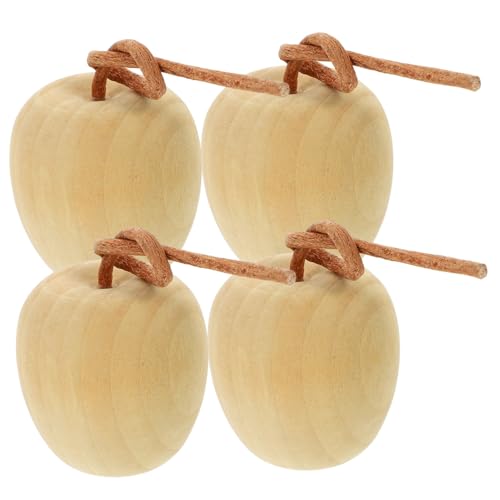 Cabilock 4 piezas de frutas de madera sin terminar adornos artesanales manzanas artificiales para decoración creativa para adultos para decoración de mesa de Navidad