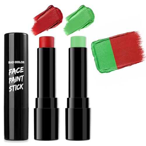 Image of BADCOLOR Portugal Red Green Face Body Paint Stick Set, Oil Based Sports Fan Makeup Stick, Waterproof Sweatproof Face Paint for Football, Rugby, Softball, Baseball, Lacrosse, Sports Accessories