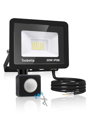 toobettp Projecteur Exterieur Detecteur de Mouvement 20W, Blanc Froid 2000LM Spot LED Extérieur 6500K Projecteur LED Eclairage Exterieur IP66 Imperméable...