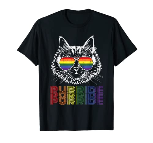 Purride Gay Pride Cute Cat Kitten Pet Lover LGBT-Q Ally T-Shirt, Black