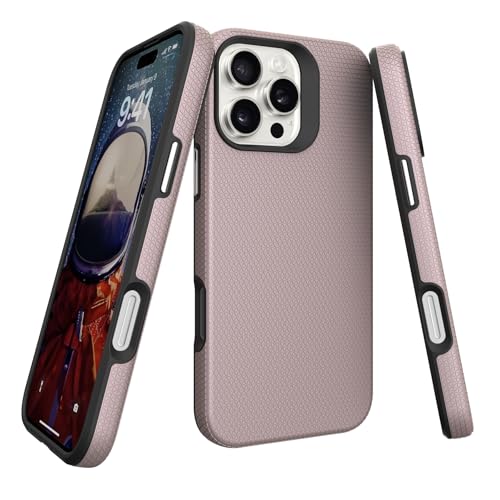 Image of NOXO Ultra-Hybrid Triangle Back Case Cover for iPhone 16 Pro Max, | Shockproof Design | Camera Protection | Soft TPU & Rugged PC | Bumper Case Cover for iPhone 16 Pro Max, (Aureate Pink)