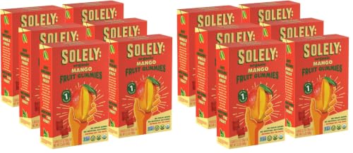 Image of SOLELY - Organic Mango Whole Fruit Gummies (Pack of 12 Boxes, 5 Bags per Box) - Real Fresh Fruit - Healthy Snacks for Adults & Kids - Non GMO, Vegan Snacks, Shelf Stable - 30 Bags (3.5 oz)