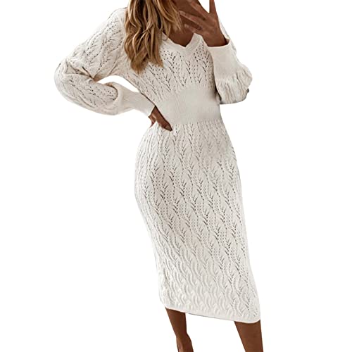 Robe d'hiver en tricot pour femme chaude à manches longues en maille