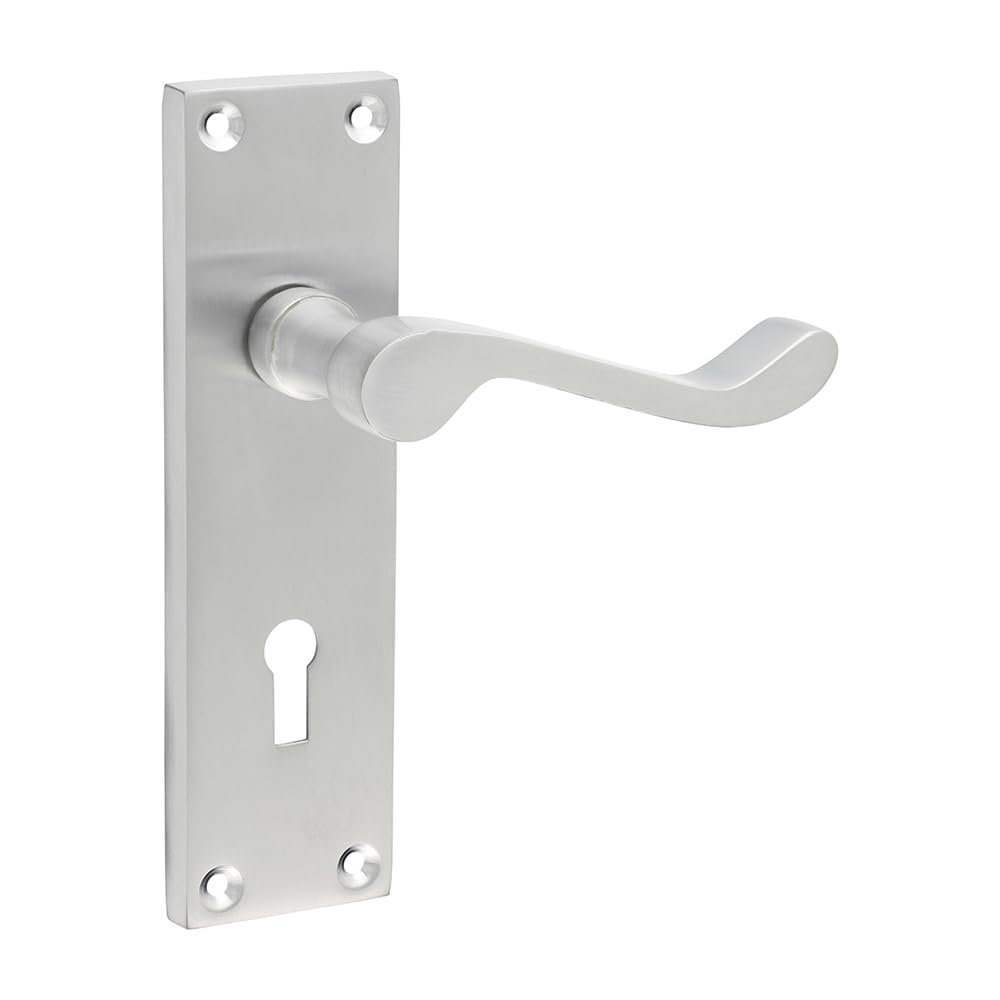 Timco Victorian Scroll Lock Handles - Satin Chrome Blister Pack 1 200748