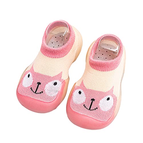 Weiche Sohle Babyschuhe Lauflernschuhe Kinderschuhe Junge Mädchen Strick Atmungsaktiv Anti-Rutsch Bodenschuhe Sohle Für 0-36 Monate Babys (Rosa Eule , 6-12 Monate ) Cover