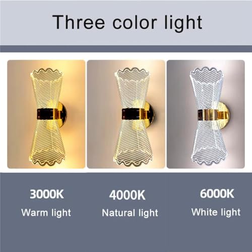 Image of Groeien 12W | 3 Color LED Nordic Sconce TwirlGlow Transparent Indoor Home Acrylic Wall Lamp for Bedroom Living Room Corridor Lighting Fixtures Wall Mount(Warm+Natural+Coolwhite)(TwirlGlow)