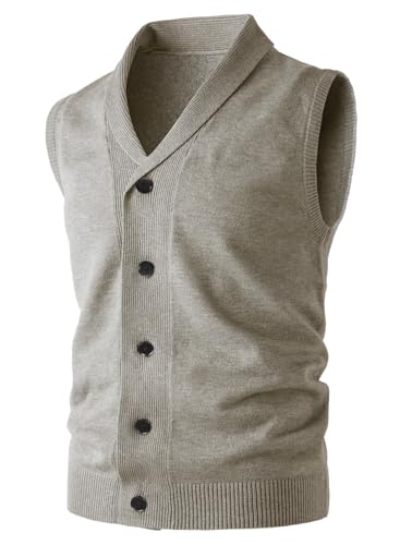 Men's Shawl Collar Sweater Vest Casual Sleeveless Knitted Button Cardigan Vest2