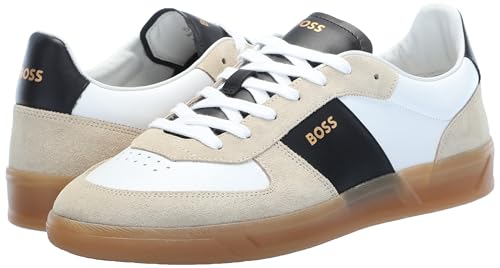 Image of BOSS Men's Soft Leather Block Logo Low Top Sneaker