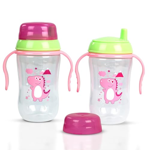 Image of BAYBEE 300ML Baby Sipper Cup for Kids -BPA-Free, Leakproof, Spill-Proof Feeding Bottle with Soft Silicone Handle|Toddler Sippy Cup, Training Bottle for Babies, Infants, Boys & Girls (Pink,6M-3Y)