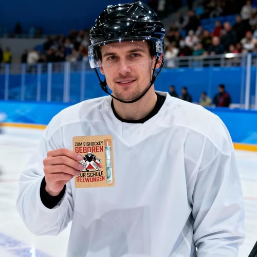 PIujsym Geldgeschenk Eishockey aus Holz mit Reagenzglas und Box für Spieler und Fans Originelle Geschenkidee für Sportler hölzerne Karte Wunscherfüller eishockey geschenk zum Design Deko