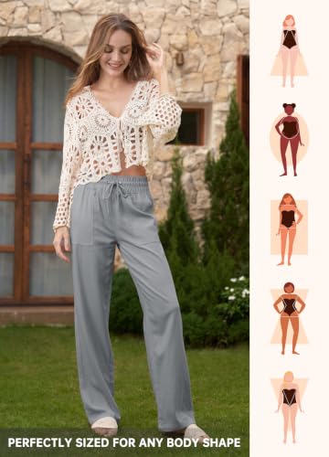 Image of Willit Women Linen Pants Wide Leg Palazzo Trousers 29 inch /31 inch / 33 inch