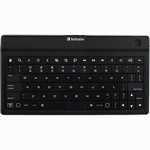 Verbatim Ultra-Slim Rechargable Wireless Bluetooth Keyboard for iPhone, iPad (All), iPodTouch, Kindle Fire