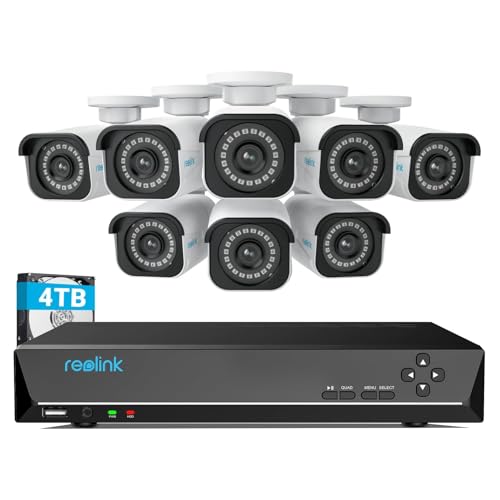 REOLINK 4K Security Camera System, RLK16-800B8 8pcs H.265 PoE Wired with Person Vehicle Detection,...
