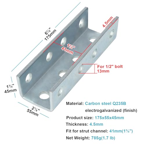 eoere 2 PCS U Shaped Splice Fittings Strut Connector Bracket External Channel Coupler, Fit 1-5/8" Strut Channel by eoere - Image 2