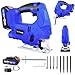 Upgraded Brushless Electric Jigsaw Tool, 400W 3000 SPM 21V Cordless Jigsaw with Battery and Charger, LED Light, 8PCS Blades, -45° to +45° Bevel Cutting Powerful Jig Saw Cutter for Wood Metal Cutting