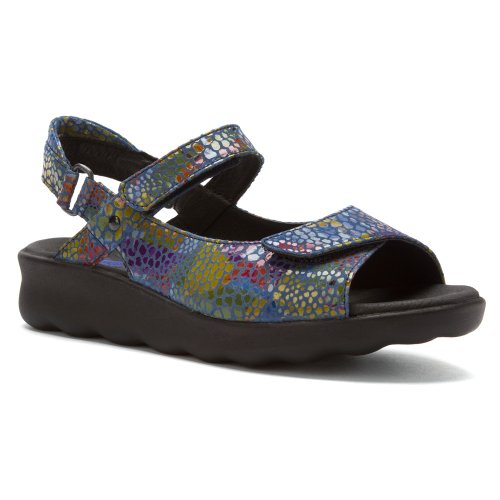 New Wolky Women's Pichu Sandal Jeans Blue Multi Color Fantasy 38