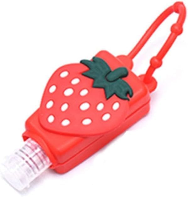 Red Strawberry Empty Travel Bottle Hand Sanitizer,Cartoon Hangable w Cover Silicone Refillable Bottle Cosmetic Container for Hand Soap Holder Refillable Cosmetic Containers Pump Dispensers2