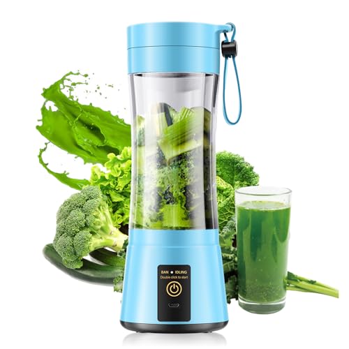 Image of Portable Blender for Smoothies and Shakes - Cordless Personal Blender with 380Ml BPA Free Travel Cup, 6 Stainless Steel Blades for Powerful Blending, Suit for Sports /Travel /Home