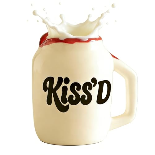 Taza De Cerámica Con Beso De Labios - Atractiva Taza De Café Con Beso | Țaza De Té Conn Estampado De Besos Único, Para Té, Agua, Leche, Flor, Decoraciones, Diseño De Labios Rojos, Țaza De Resina, Dive
