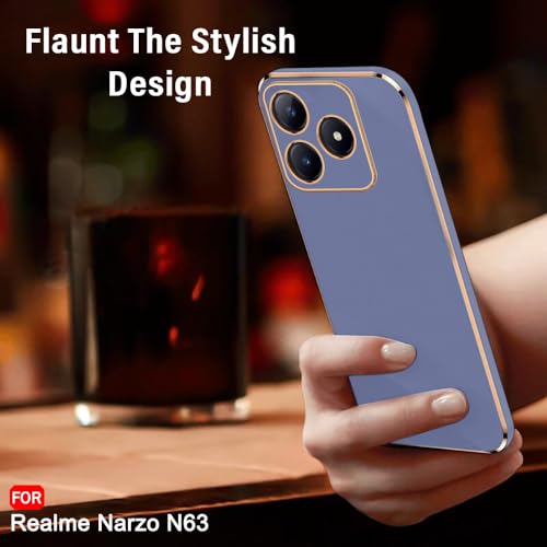 Image of TheGiftKart Luxurious Golden-Plated Back Cover Case for Realme C63 / Narzo N63 | Raised Lips for Camera & Screen Protection | Shockproof Design | Back Cover for Realme C63 / Narzo N63