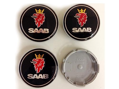  4 Pezzi Coprimozzi Auto, Cerchi Antipolvere Tappi Centro Ruota Distintivo, Coprimozzi Impermeabili, Accessori Decorazione Esterna, Per Saab 93 9-3 9-5 Vector Linear Aero, 63 Mm