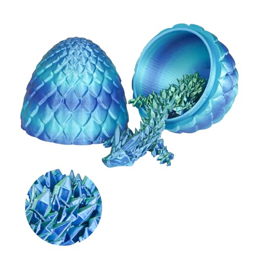Überraschungs-Drachenei mit Drache im Inneren Geschenke für Kinder und Erwachsene 3D-gedrucktes Fidget-Spielzeug perfekt für Weihnachten Ostern Geburtstage Deko Stressabbau(Meeresblau, Mittel)