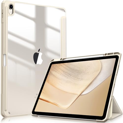 Image of Fintie Hybrid Slim Case for iPad Air 13-inch (M2) 2024, [Built-in Pencil Holder] Shockproof Cover with Clear Transparent Back Shell (Starlight)