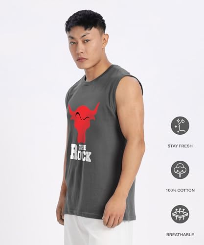 Image of SHODOX Men's 100% Cotton Tank Tops Round Neck Sleeveless Sports Loose fit Vest (Pack of 1)