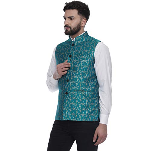 Image of Veera Paridhaan Men's Poly Cotton Jute Nehru Jacket