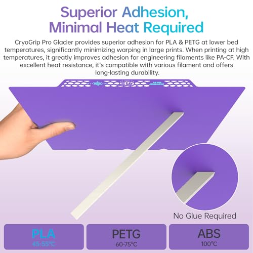 Image of BIQU CryoGrip Pro Glacier Build Plate for Snap-Maker U1 3D Printer | Low Temperature Printing, Double-Sided Spring Steel Sheet, 276X301mm, Purple, 1 Piece