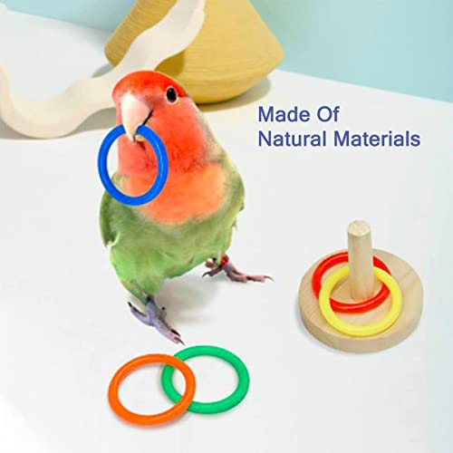 JasCherry 4Pcs Bird Training Intelligence Toys Set Included Training Basketball, Colorful Stacking Rings - Image 4