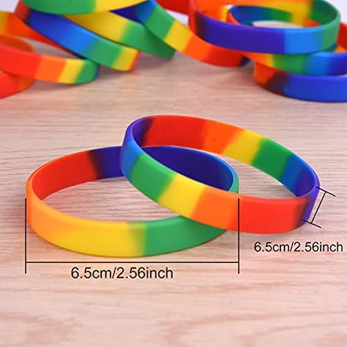 TUPARKA 20pcs Gay Pride Wristbands LGBT Lesbian Rainbow Wristbands Silicone Sports Rubber Bracelets 6 Colors
