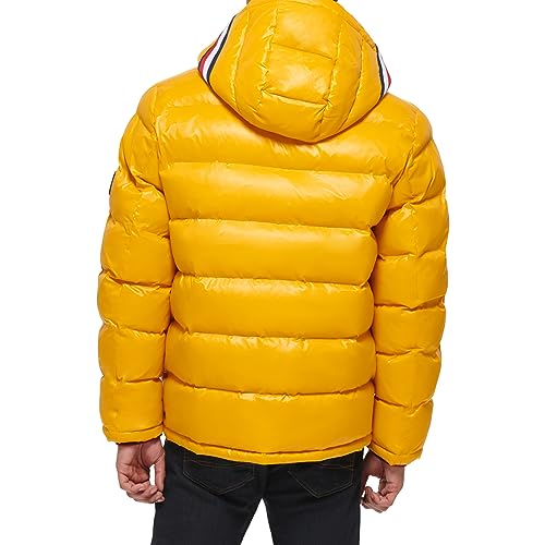 Image of Tommy Hilfiger Mens Tommy Hilfiger Men's Shiny Midweight Logo Puffer