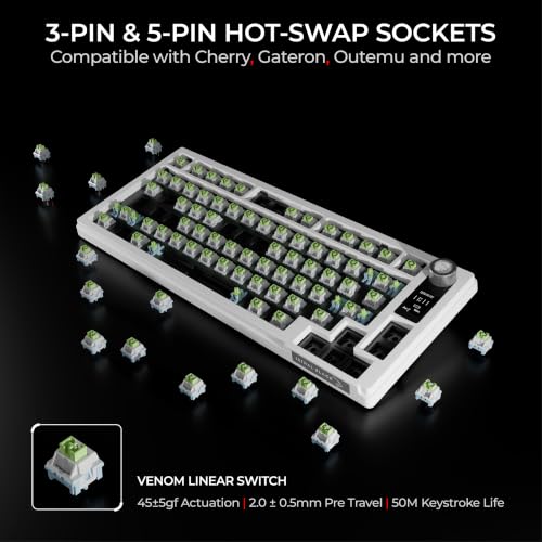Image of Havoc 75% Wireless Mechanical Gaming Keyboard | Hot-Swap | Gasket Mount | Built in Display | 4000mAh Battery | Sound Dampening | Pre-Lubed Linear Switches | PBT Keycaps | RGB Backlit