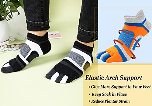 Men Toe Socks No Show Low Cut Athletic Wicking Cotton 5 Finger Split Toe 6 Pack3