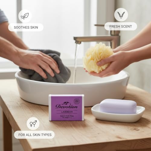 Image of Devotion Lavender Natural Bath Soap | Handmade | All-Natural | Gentle on Skin | Pack of 6 (75g Each)