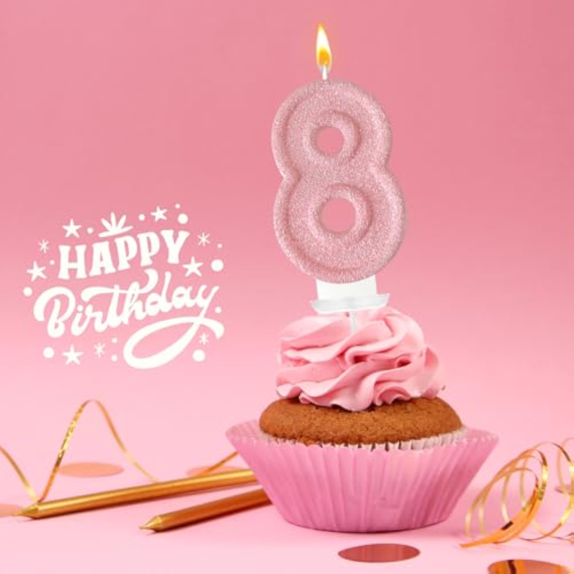 Pink Birthday Candles, Romantic Number Shape