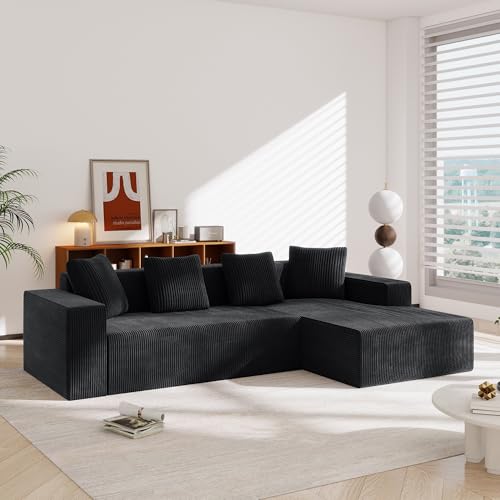 BXEYXE Sofá sin huesos totalmente comprimido,Sofá combinado en la nube con tumbonas en L, sofá modular moderno con asientos profundos, sofá acolchado para sala de estar y dormitorio