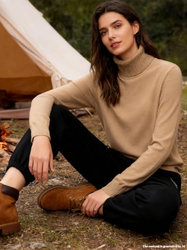 Image of SANGTREE Women's Turtleneck Sweaters Long Sleeve Pullover Tops | Breathable and Lightweight Fall Winter Fashion Outfit.Perfect for Daily,Office,Vacations,Holiday,Family Gatherings Etc.