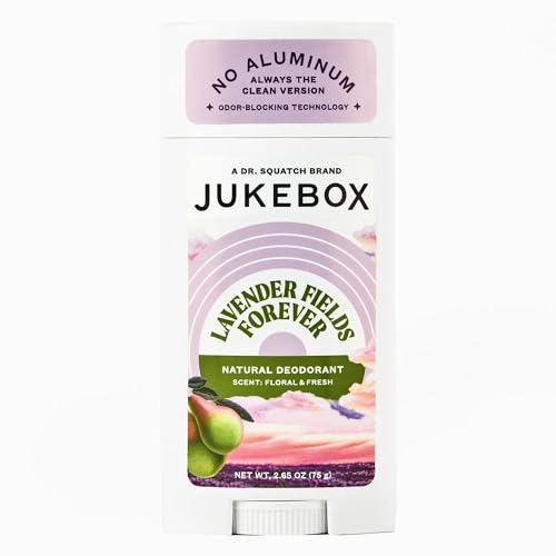 JUKEBOX Natural Deodorant for Women–Lavender Fields Forever Scent–Aluminum-Free, No Baking Soda, No Harsh Chemicals, Odor Blocking Technology, Lavender, Pear, Driftwood-a Dr. Squatch Brand-2.65oz