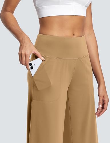 Image of ISEEGZ 15 inch /18 inch /21 inch Capri Pants for Women High Waist Wide Leg Yoga Capris with Pockets Stretchy Loose Fit Casual Workout