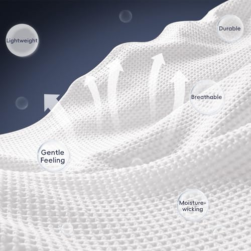 Image of PHF 100% Cotton Waffle Blanket Lightweight Breathable, Twin Size, White | Pre-washed Soft Cozy Summer Throw for Hot Sleepers, Textured Decorative Layer for Bed Couch Sofa Guest Room, Giftable