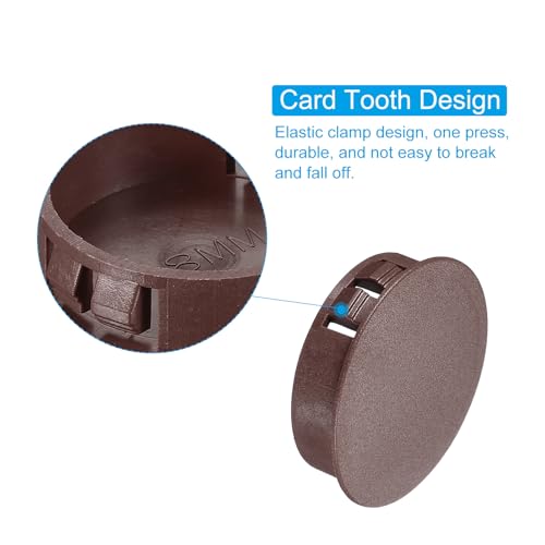 Image of PATIKIL 1.5 inch /38mm Plastic Hole Plugs, 20Pcs Flush Type Round Hole Plugs Cover Snap in Locking Hole Tube for Table Kitchen Cabinet Furniture, Dark Brown